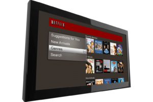 Netflix old user interface on a T.V. display.