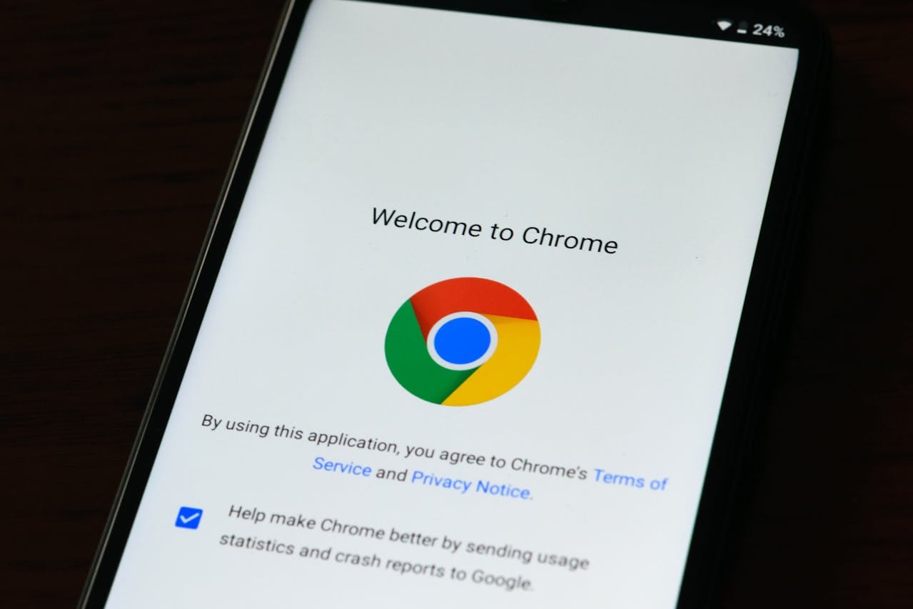 Representative Image. A smartphone screen displaying the welcome page of the Google Chrome browser. Photo Source - AS Photography (PDM 1.0)