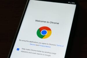 phone with chrome site opened