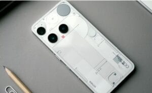 Top-down view of the Nothing Phone (3) in white