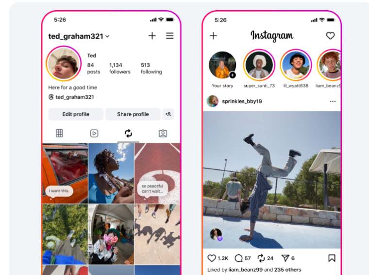 Instagram New Reposts Feature. Photo Source: Facebook