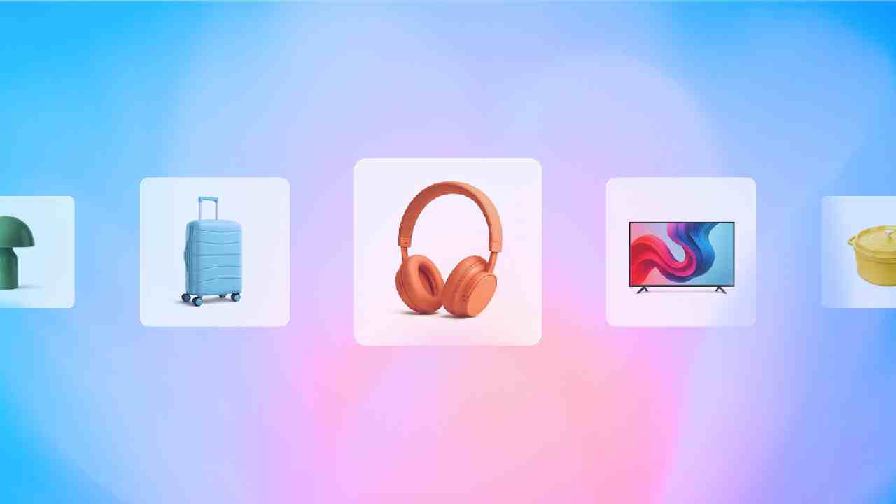 ChatGPT Shopping Research interface displaying AI-powered product discovery tool with visual product cards and personalized buyer guide features on gradient blue and purple background