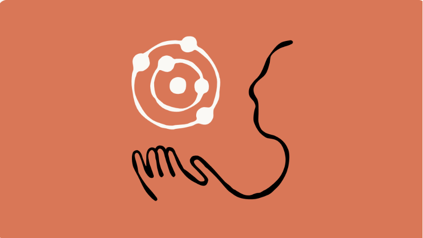 Anthropic branded illustration on coral orange background featuring white orbital ring design with connected nodes and black hand gesture symbol representing AI interaction and coordination dated November 25 2025