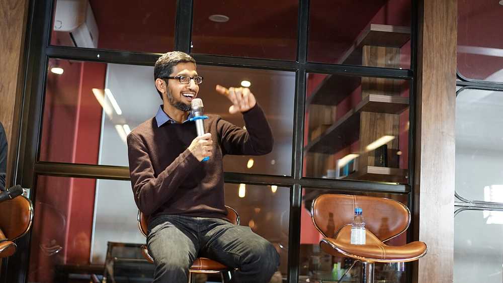 Google CEO Sundar Pichai speaking at Vietnamese IT community event in Hanoi, Vietnam in 2015