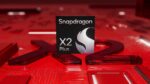 Snapdragon X2 Plus processor chip branding with Qualcomm logo showing 3nm architecture and 80 TOPS AI capability for Windows laptops