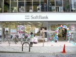 SoftBank retail store storefront in Hankyu-Ibaraki, Osaka, Japan showing the company's branding and signage