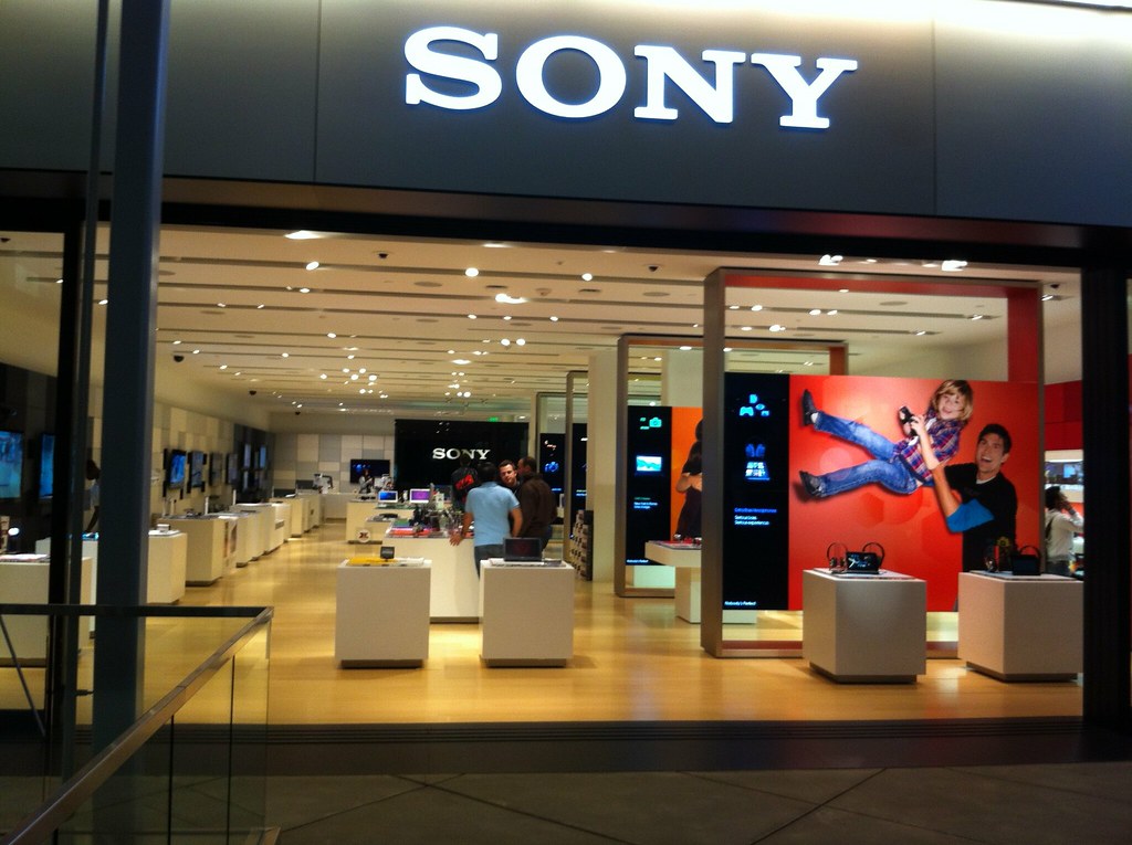 Sony Store retail display showing television and electronics products at Westfield Century City Mall in Los Angeles California