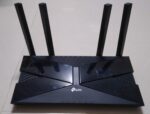 TP-Link Wi-Fi 6 router front view showing device design and antenna configuration affected by AirSnitch vulnerability research