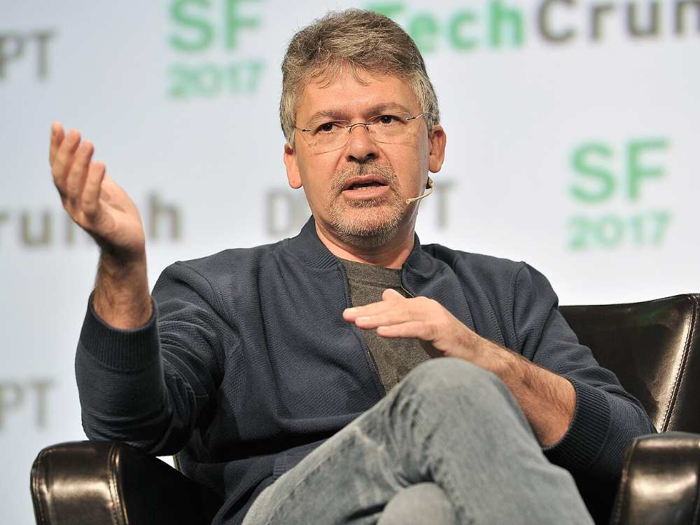 John Giannandrea speaking onstage at TechCrunch Disrupt SF 2017 at Pier 48 in San Francisco on September 19 2017 while serving as Senior Vice President of Engineering at Google