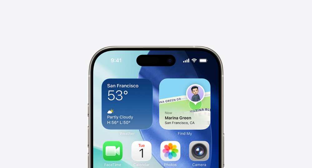 Apple iOS 26 Liquid Glass interface design displayed on an iPhone screen, showing translucent UI elements with dynamic light refraction across the home screen and system controls