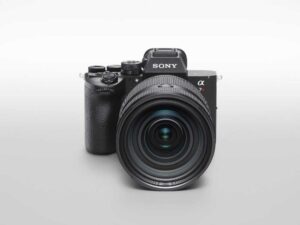 Sony Alpha 7R VI mirrorless camera body with FE 28-70mm F2 GM lens attached, shown from the front and top against a plain background