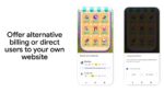 Google Play billing choice screen shown to users at checkout, letting them pick between Google Play billing and an alternative payment option