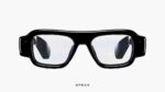 Snap Specs augmented reality glasses in 52mm frame displayed against dark background showing front view of electrochromic lenses and Swiss TR90 polymer frame design