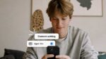A teenage boy looking at his phone while Meta expands 13+ content settings for teen accounts globally on Instagram, Facebook and Messenger
