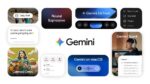 Google Gemini app promotional hero image showing the Gemini interface on a mobile device with AI-powered writing and idea generation features