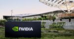 NVIDIA headquarters building in Santa Clara, California, featuring the company's triangular architectural design.