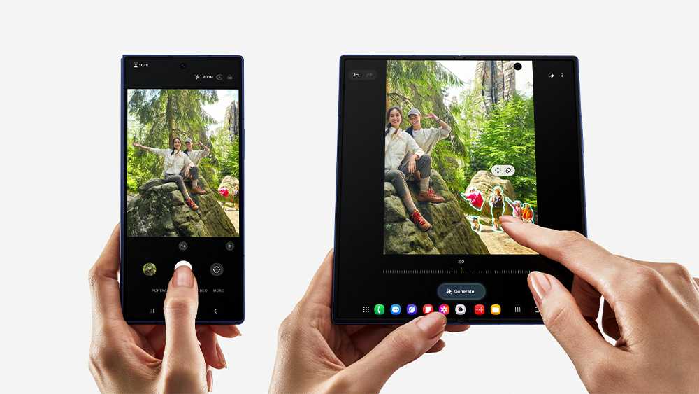 Samsung Galaxy Z Fold 7 unfolded displaying its inner screen, shown at Galaxy Unpacked July 2025 in Brooklyn